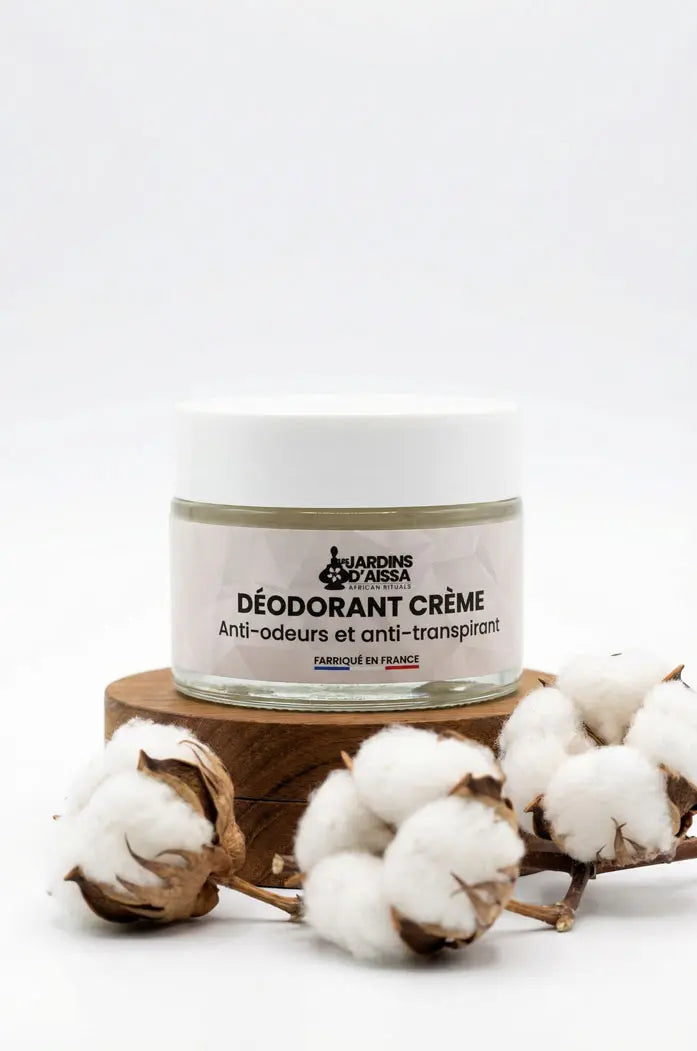 Déodorant crème naturel et bio anti-odeurs et anti-transpirant – Homme et Femme fleur de coton