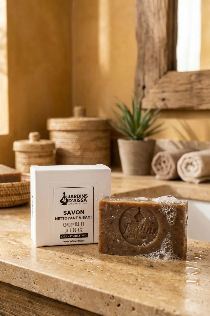 Savon visage bio nettoyant concombre et lait de riz sdb