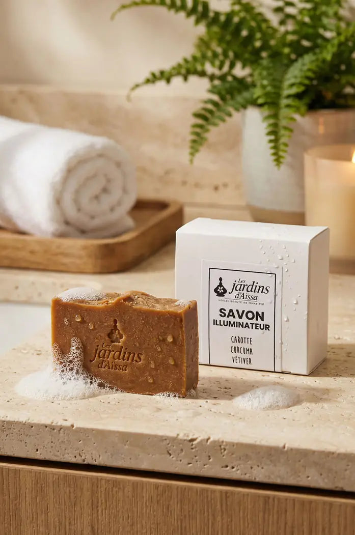 savon illuminateur à la carotte les jardins d'aissa sdb