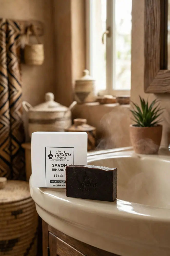 Savon solide bio Rihanna au cacao les jardins d'aissa sdb