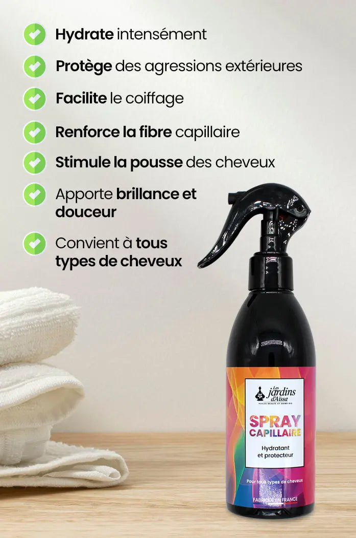 Spray capillaire cheveux bio hydratant, protecteur et naturel bienfaits