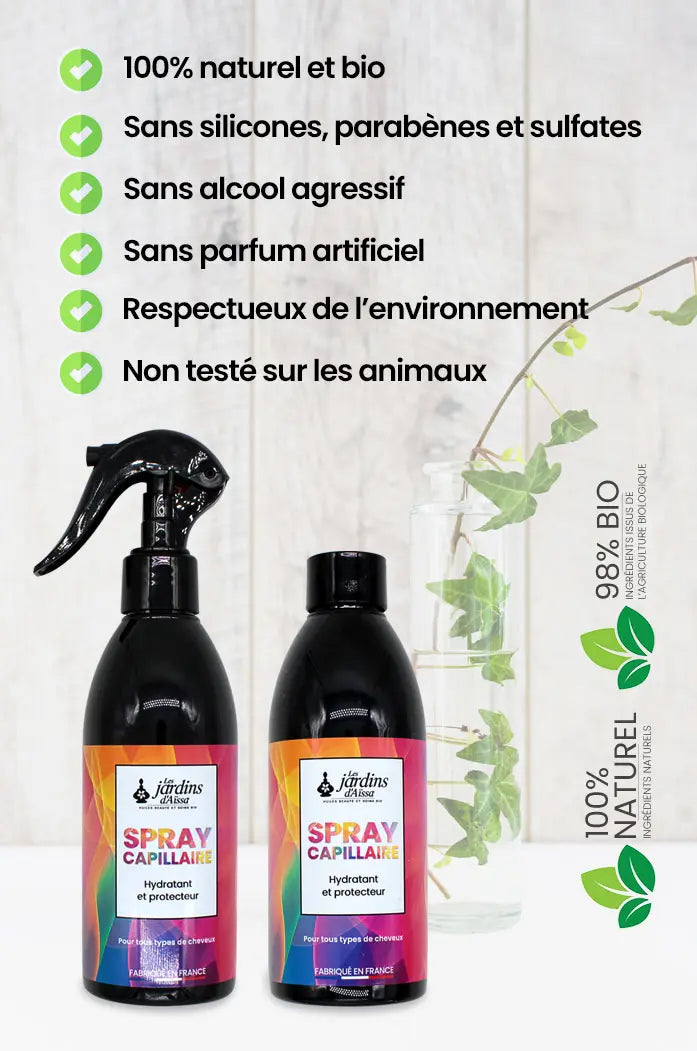 Spray capillaire cheveux bio hydratant, protecteur et naturel nature