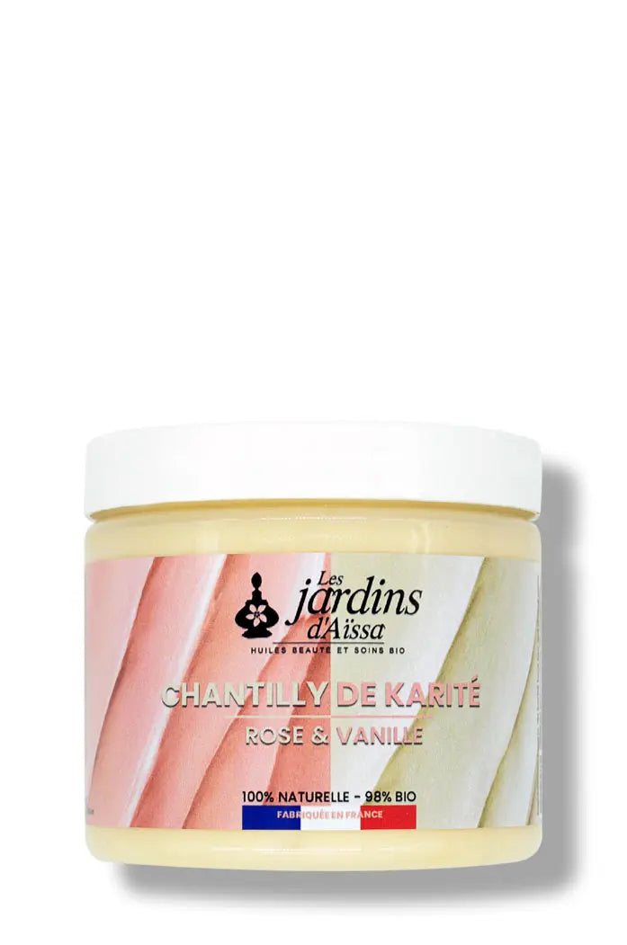 Chantilly de Karité Rose de Damas et de Vanille de Madagascar bio naturelle les jardins d'aissa