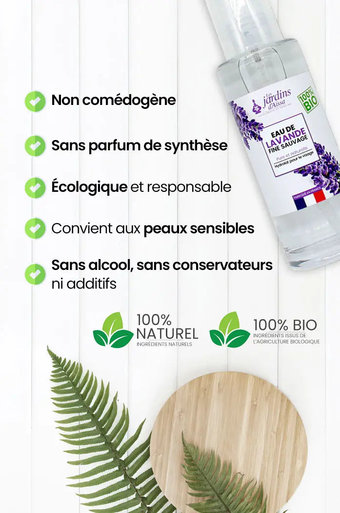Eau de lavande fine sauvage bio contre l'acné 100% bio nature