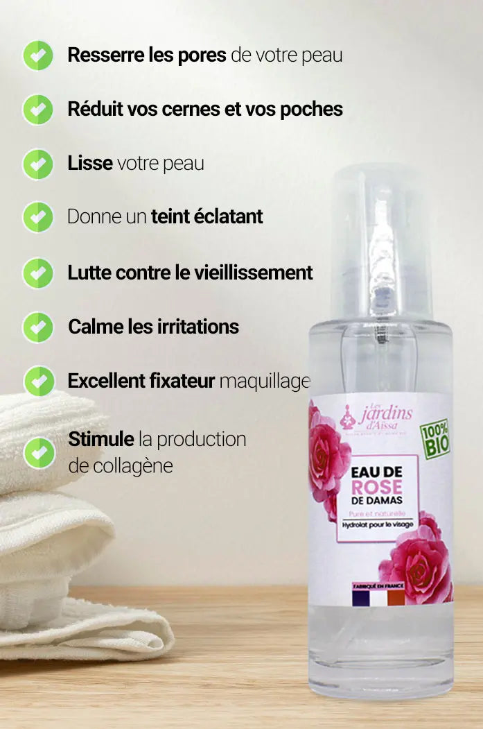 Eau de rose de Damas soin de la peau tonifiant et hydratant 100% Bio - 100 ml - lesjardinsdaissa.com 3