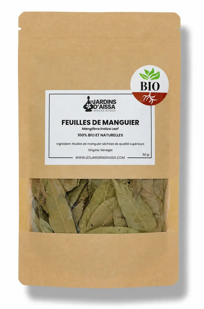Feuilles de manguier séchées bio et naturelles - Qualité supérieure - 50 gr