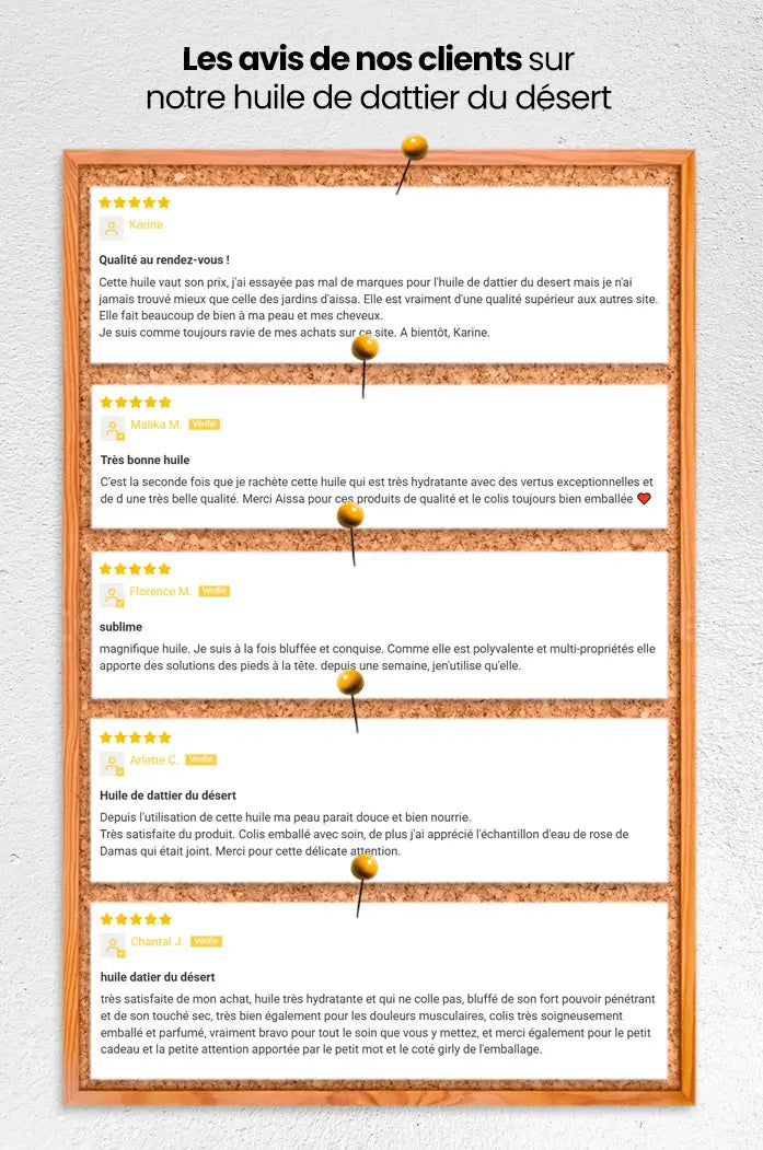 Huile de dattier du désert balanites extra-vierge 100% Bio et naturelle avis clients