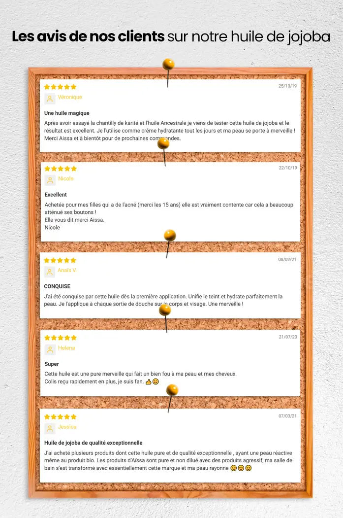 Huile de Jojoba bio naturelle extra vierge 100% Bio avis clients