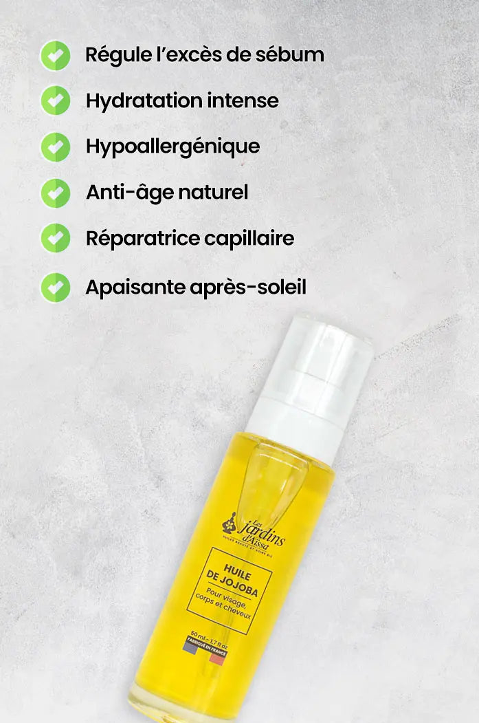 Huile de Jojoba bio naturelle extra vierge 100% Bio bienfaits