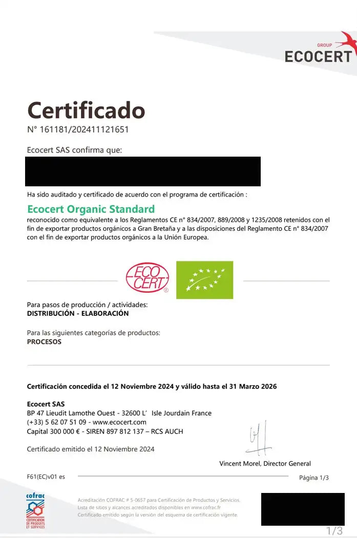 Huile de pépins de figue de Barbarie bio les jardins d'aissa certificat