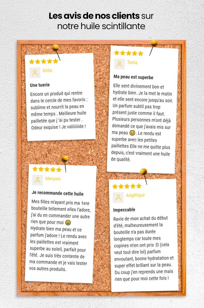 Huile scintillante et hydratante naturelle bio pour le corps avis clients