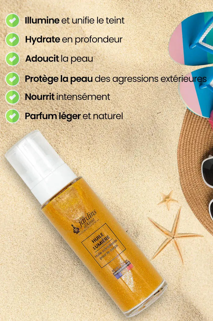 Huile scintillante et hydratante naturelle bio pour le corps bienfaits