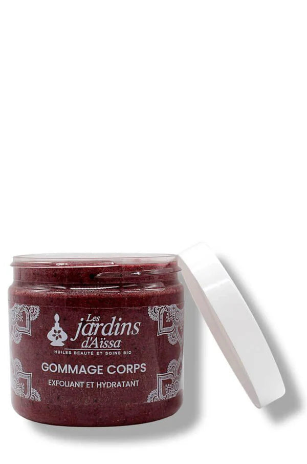 Gommage exfoliant relaxant hydratant bio naturel www.lesjardinsdaissa.com pot ouvert 2