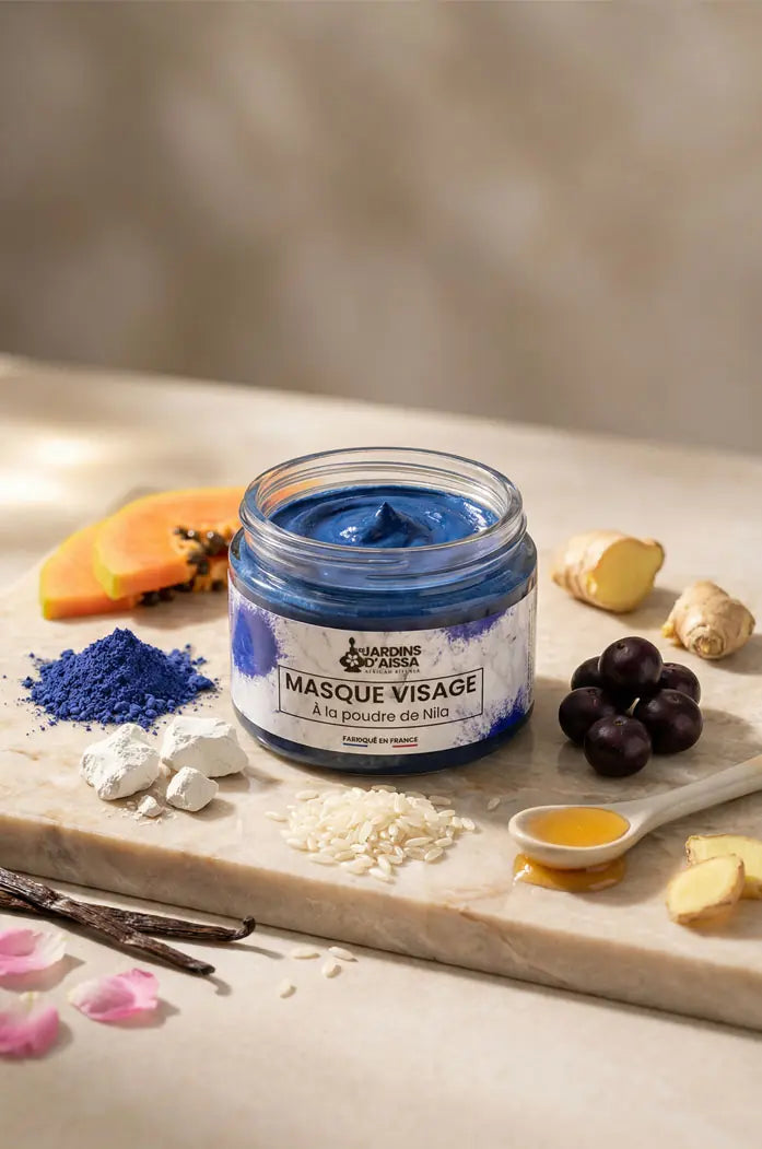masque visage à la poudre de nila bio et naturelle les jardins d'aissa visuel