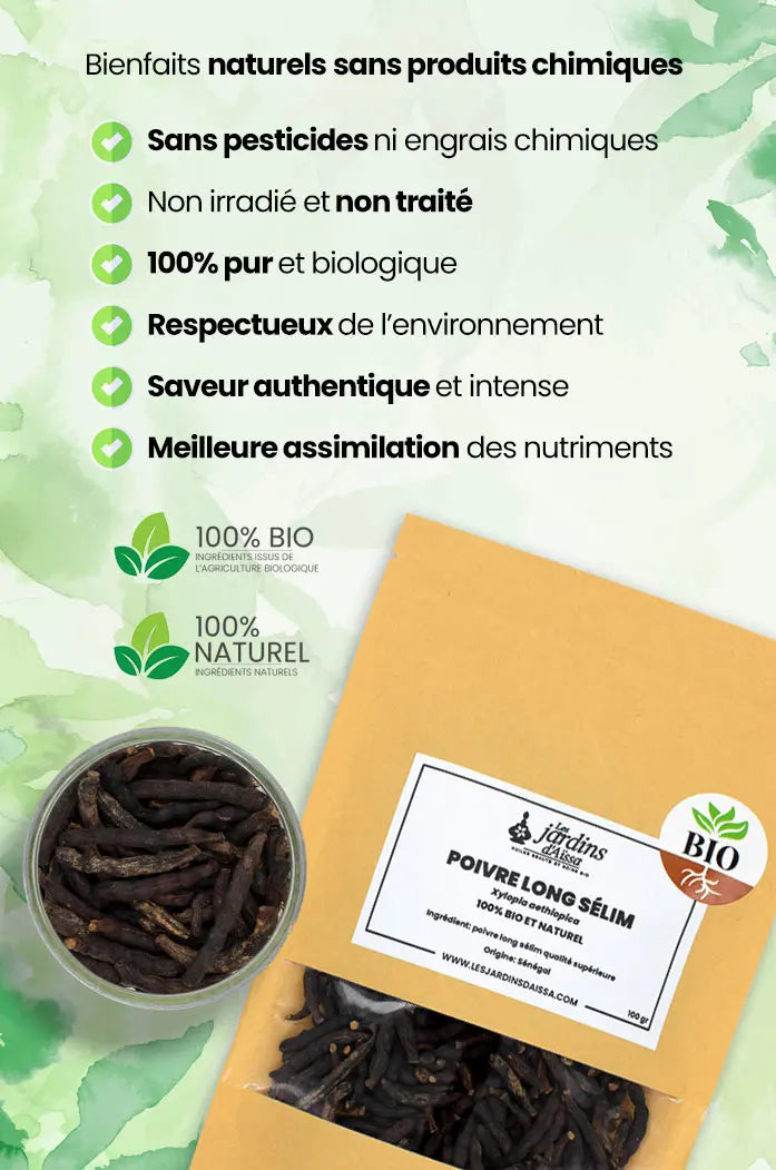 Poivre long Africain Selim bio et naturel Qualité Supérieure naturel