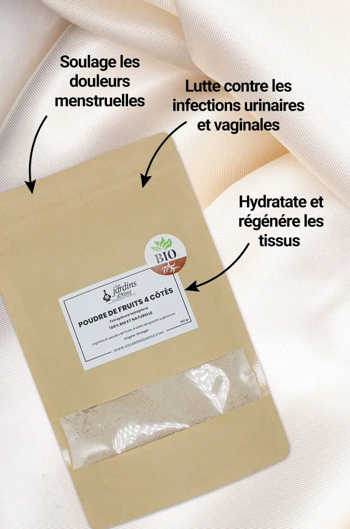 Poudre de fruit 4 côtés bio et naturel Essèssè Esese de Qualité supérieure les jardins d'Aissa intime