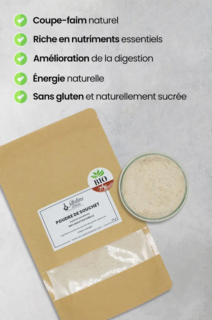 Poudre de souchet bio – Super-aliment naturel pour digestion et énergie bienfaits