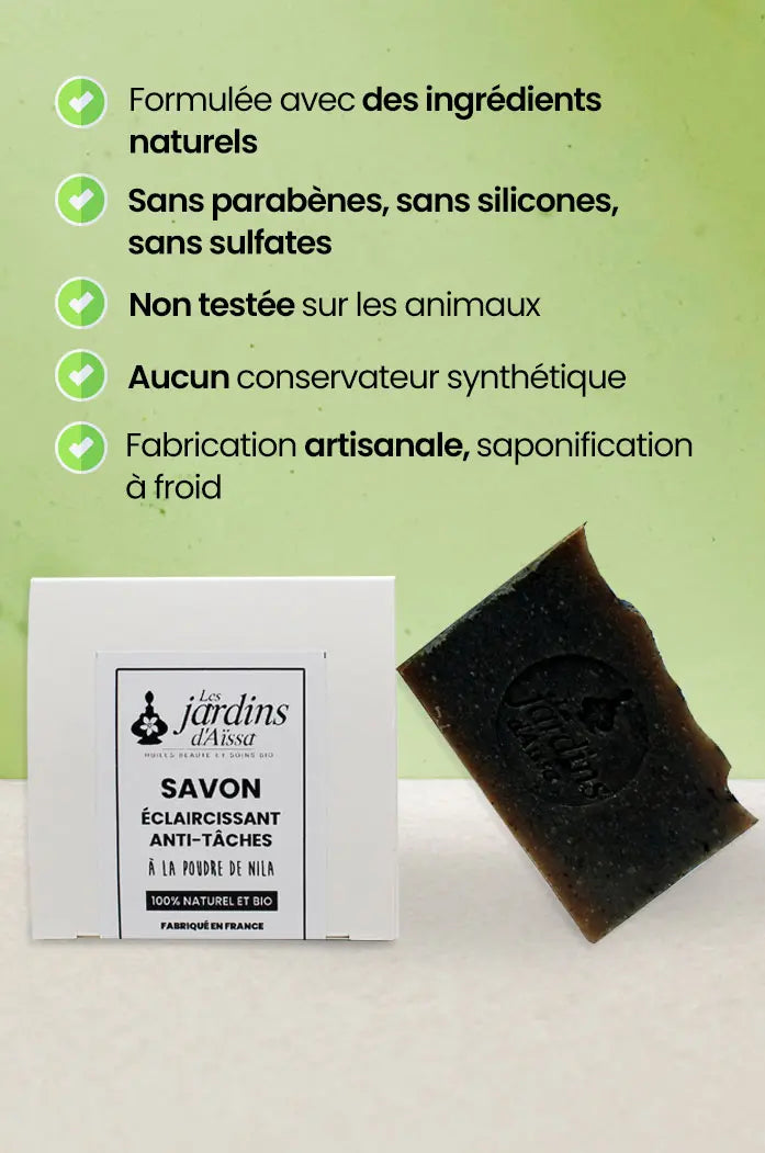 Savon éclaircissant anti-taches à la poudre de Nila bio et naturel nature