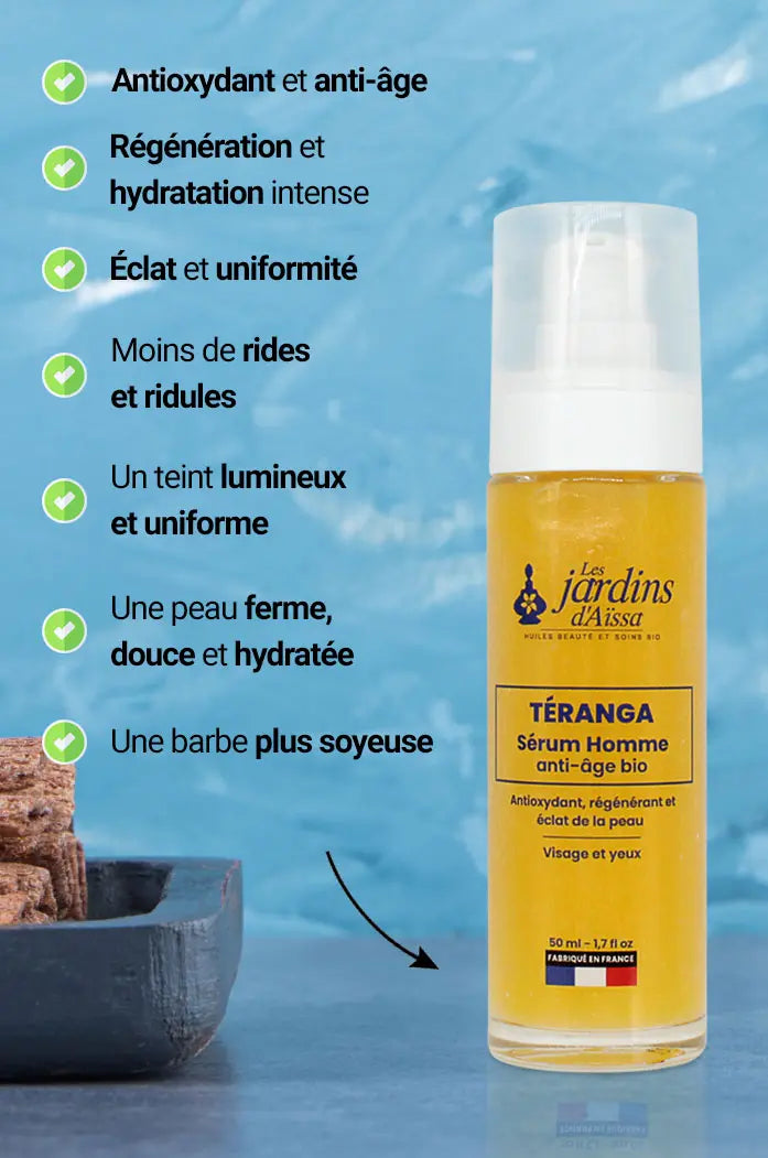 Sérum visage et yeux bio pour homme - Anti-âge, éclat et régénération 50 ml points fort