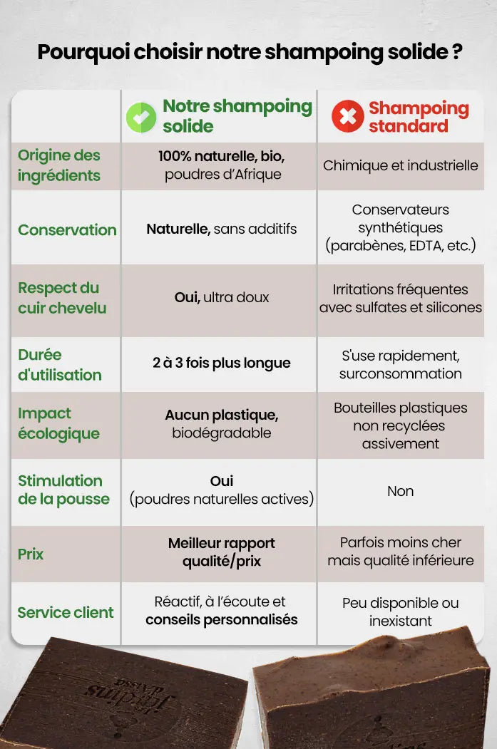 Shampoing solide bio et naturel aux poudres d'Afrique pour cheveux bouclés, crépus, fins ou normaux tableau