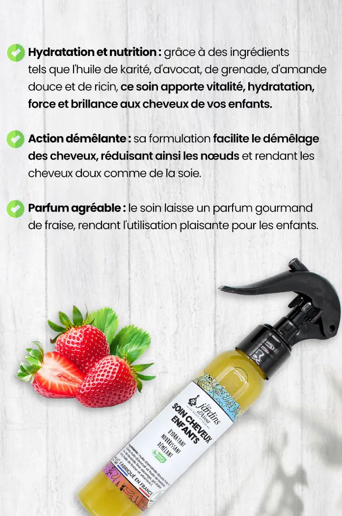 Soin cheveux enfants 100% Bio - 100 ml - lesjardinsdaissa.com points fort