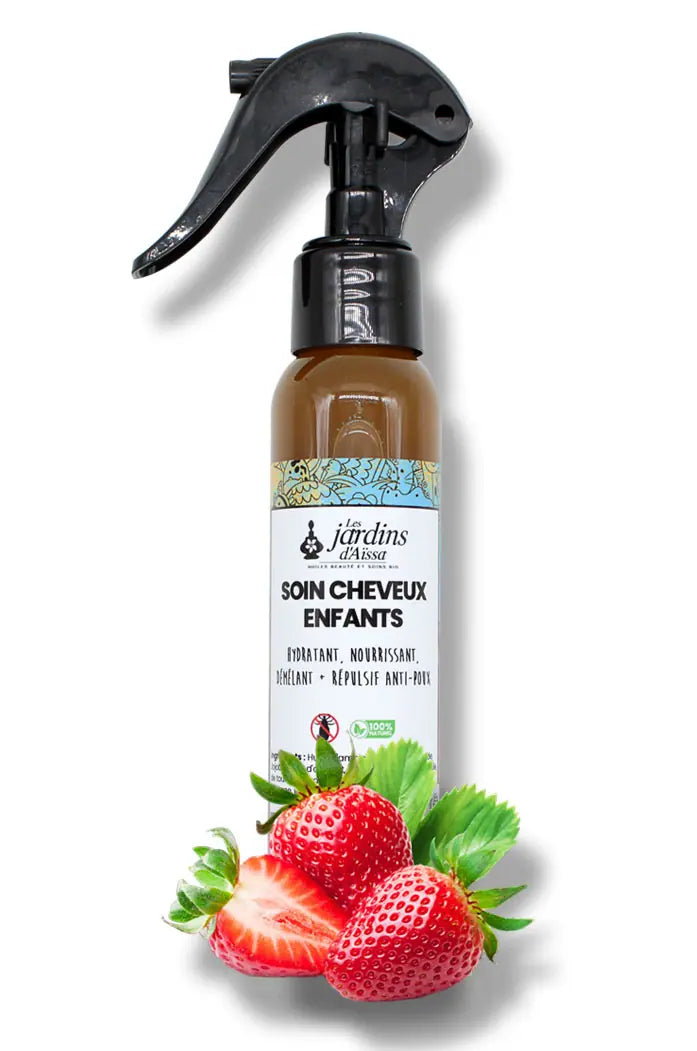 Soin cheveux enfants 100% Bio anti-poux - 100 ml - lesjardinsdaissa.com fraise