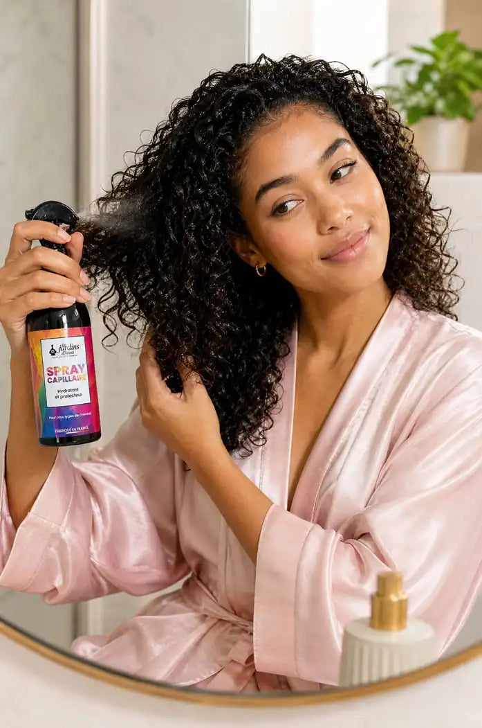 Spray capillaire cheveux bio hydratant, protecteur et naturel boucles