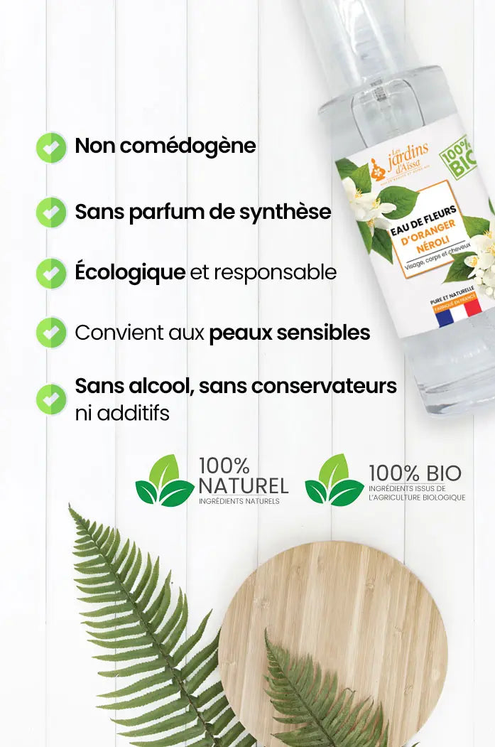 Eau hydrolat de fleur d'oranger neroli bio 100% pure et naturelle nature