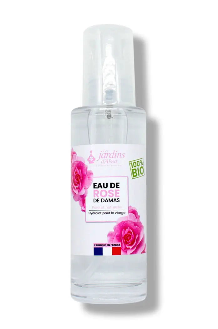 Eau de rose de Damas bio pour la peau tonifiante et hydratante 100% Bio naturelle bouteille