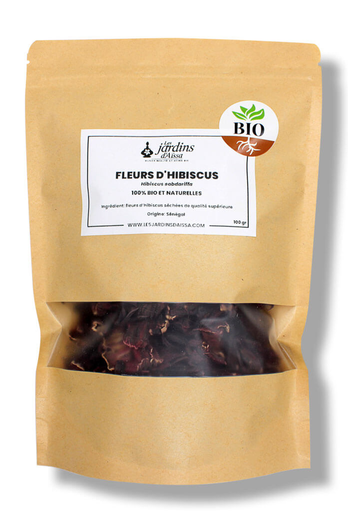 Fleurs d'Hibiscus séchées Bissap 100% bio et naturelle de qualité supérieure 100 gr