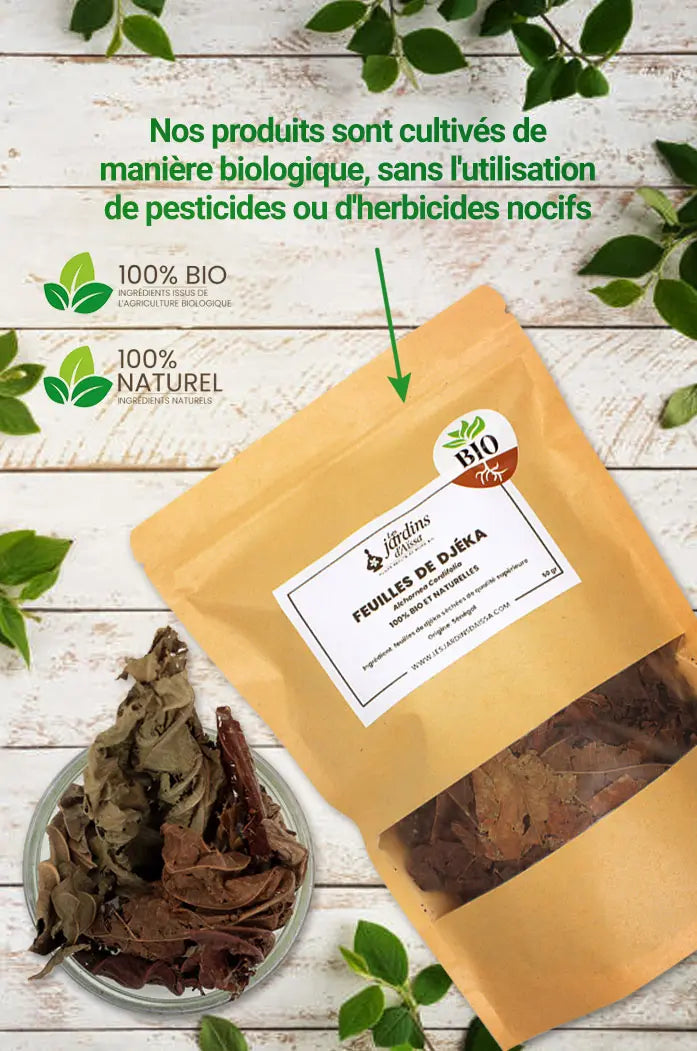 Feuilles de Djéka 100% Bio et naturelle de Qualité Supérieure - 50 gr nature