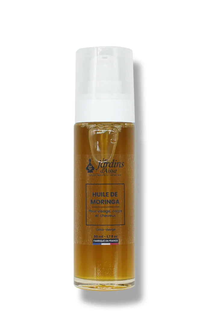 huile de moringa bio et naturelle les jardins aissa flacon