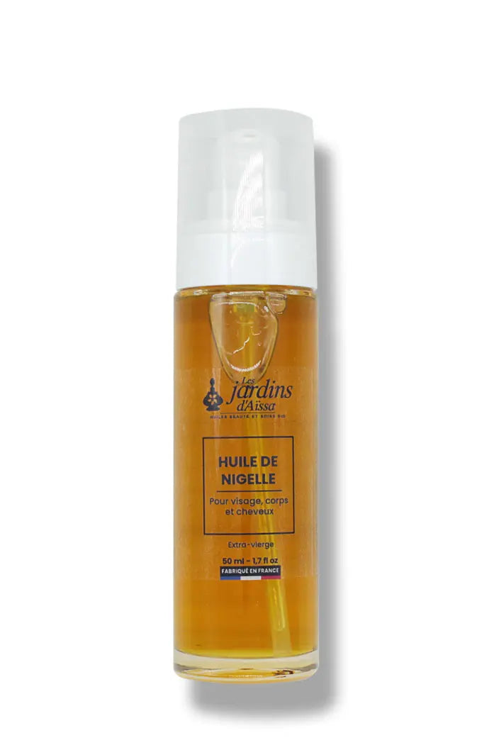 huile de nigelle bio naturelle les jardins d'aissa flacon