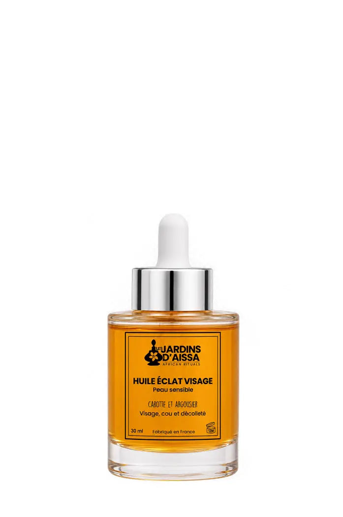 Huile éclat visage bio peau sensible : carotte et argousier
