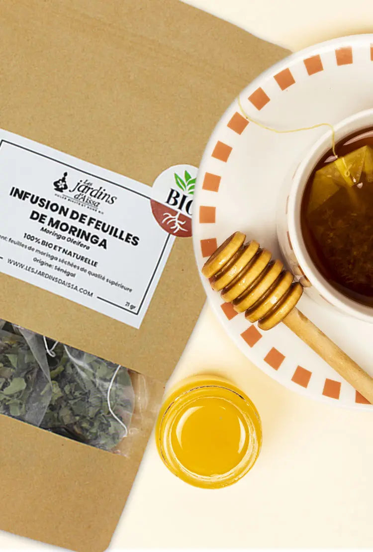 infusion de feuilles de moringa bio et naturelle les jardins d'aissa visuel