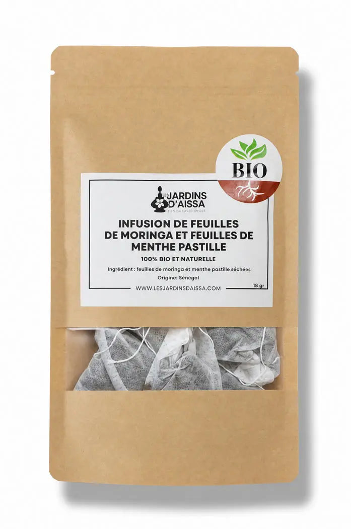 paquet Infusion bio moringa et menthe pastille en sachets