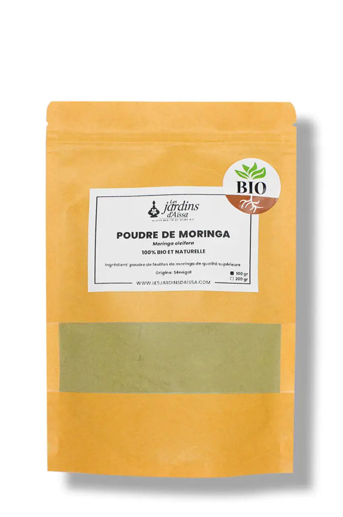 poudre de Moringa Nébéday 100% Bio et Naturelle de Qualité Supérieure 100 gr  sachet