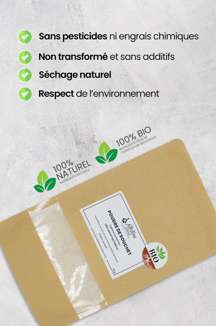 Poudre de souchet bio – Super-aliment naturel pour digestion et énergie nature