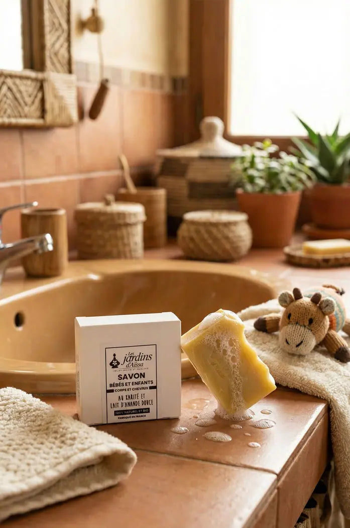 Savon bio artisanal pour bébés et enfants les jardins d'aissa sdb