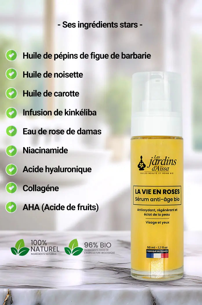 Sérum visage bio la vie en roses - 50 ml - lesjardinsdaissa.com nature